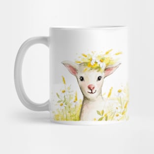 Watercolor lamb with flowers Mug